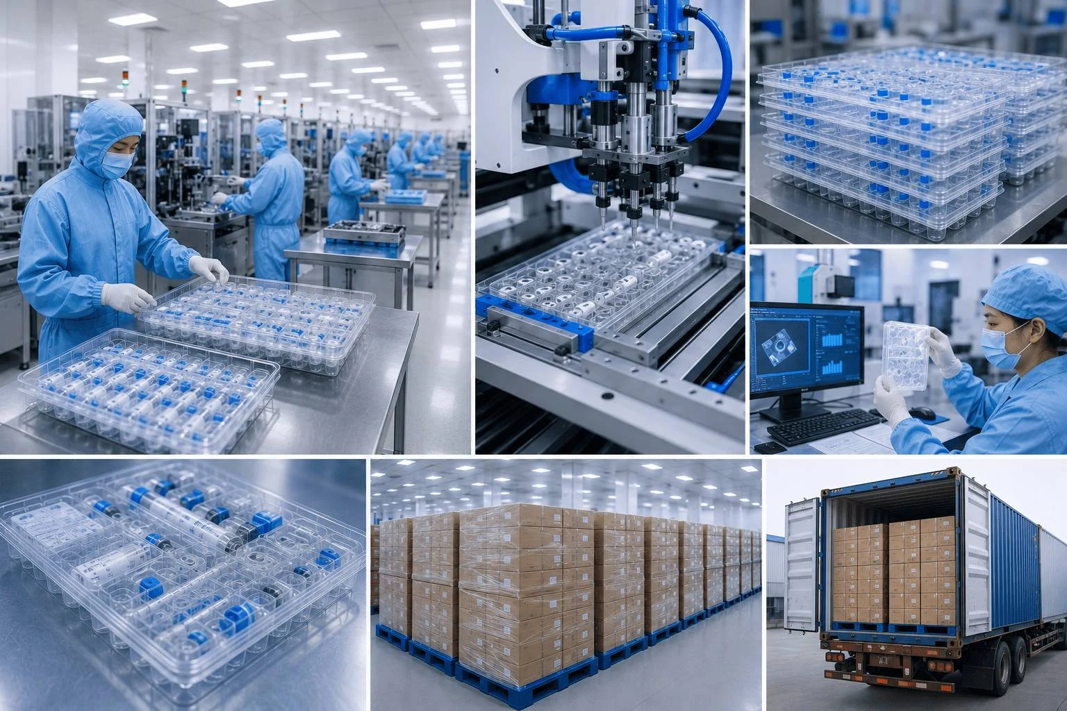 Cleanroom injection molding production line for laboratory plastic packaging solutions