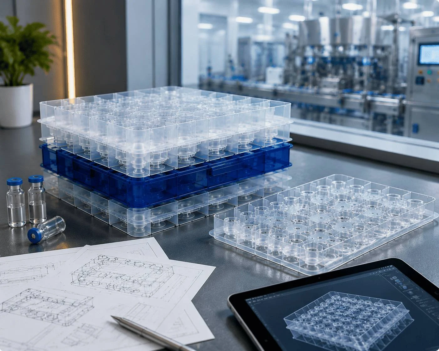 Custom pharmaceutical vial tray design presentation