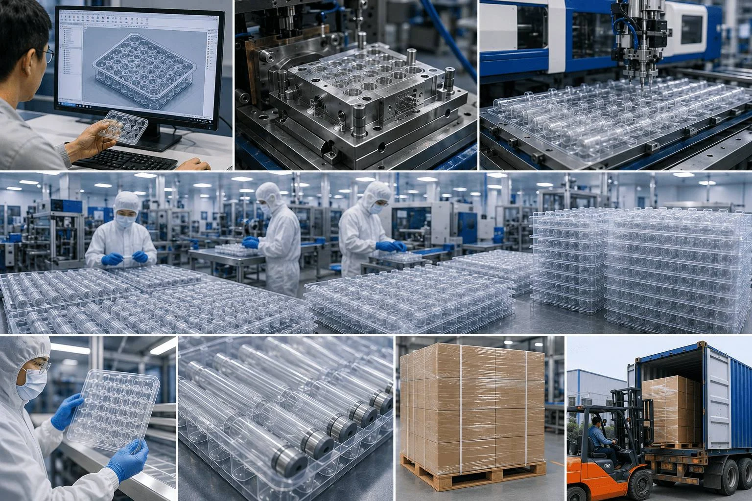 Jiahua custom injection molded medical cartridge tray manufacturing line