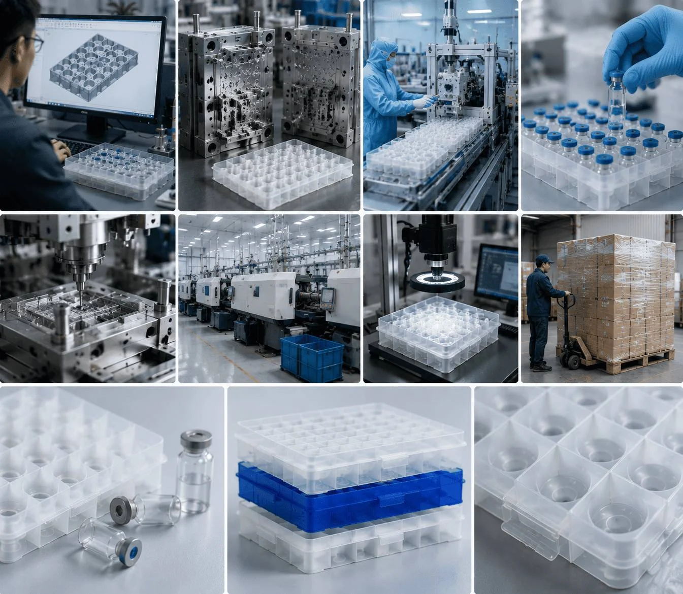 Jiahua custom medical vial holder manufacturing facility and injection molding machinery