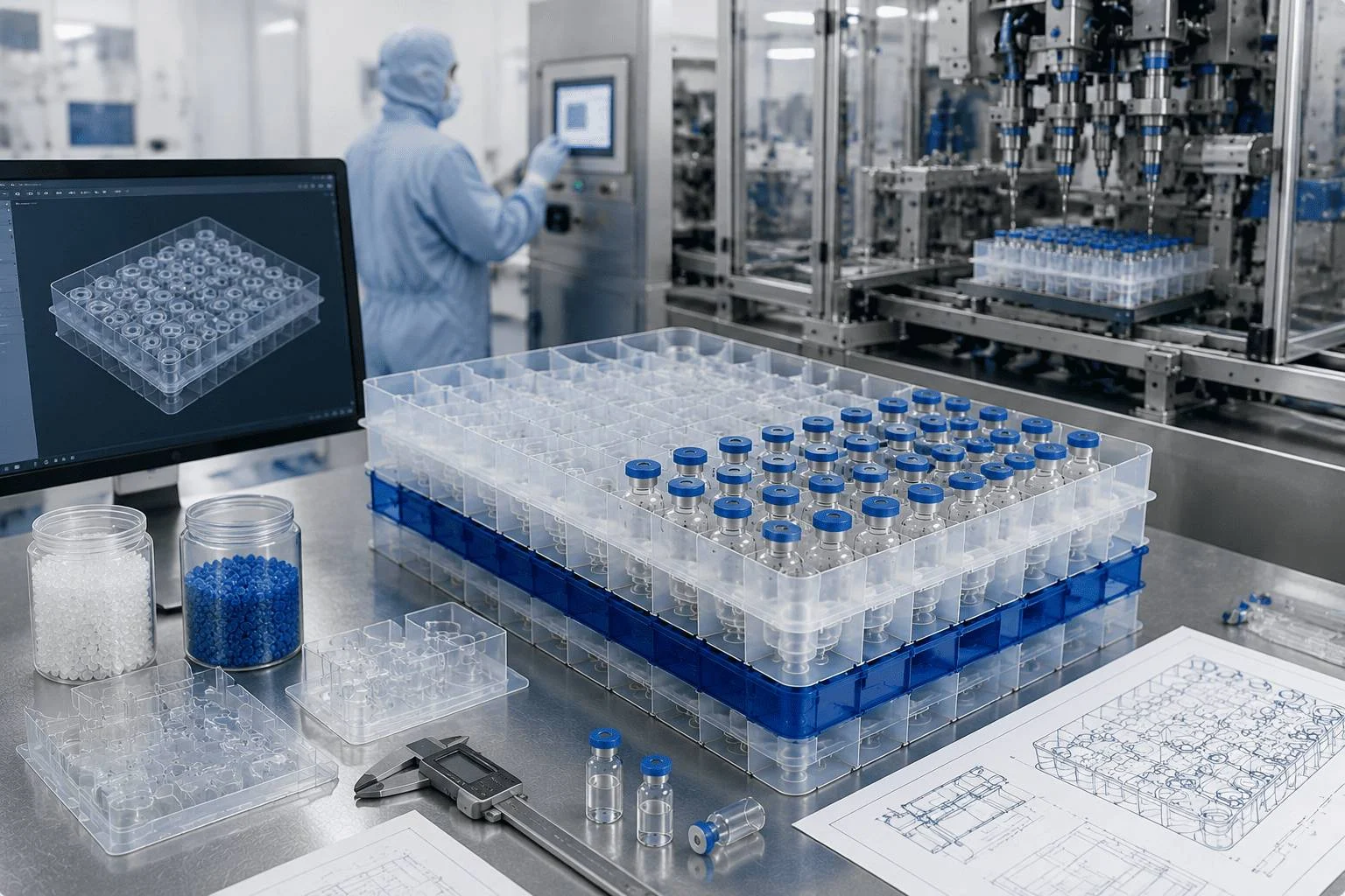 Jiahua medical-grade vial tray manufacturing and cleanroom injection molding facility
