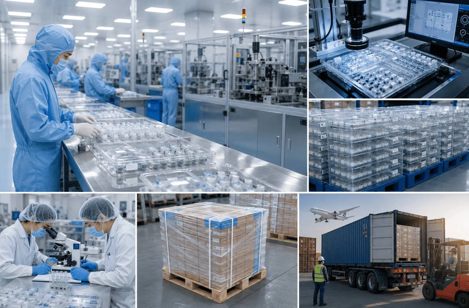 Jiahua medical packaging cleanroom production facility showing quality control inspection