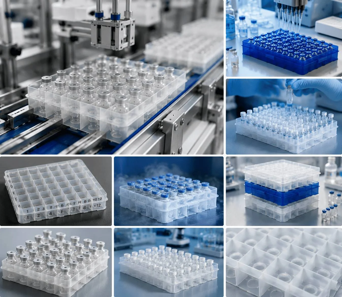 Jiahua medical vial holders and custom lab vial trays designed for high-density pharmaceutical storage
