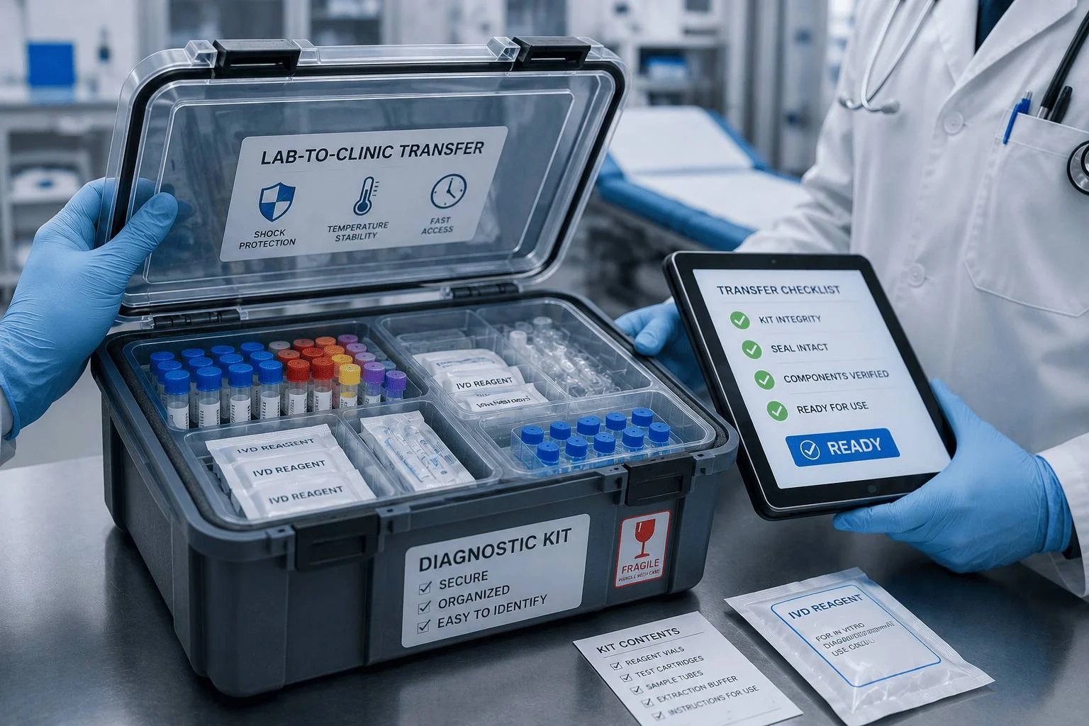 Lab to clinic transfer and point of care packaging