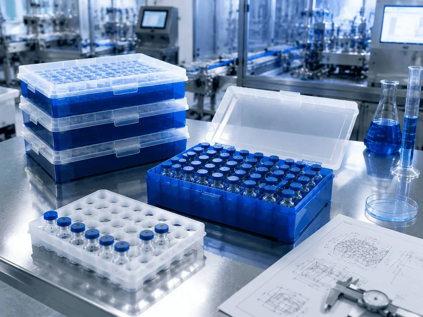 Technical schematic and structure design of Jiahua plastic vial boxes