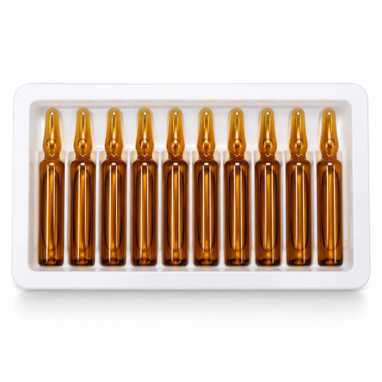 Custom thermoformed ampoule trays for pharmaceutical glass ampoule packaging and protection