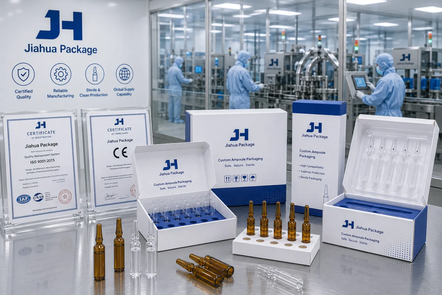 Jiahua certified packaging factory and ampoule box manufacturing facility