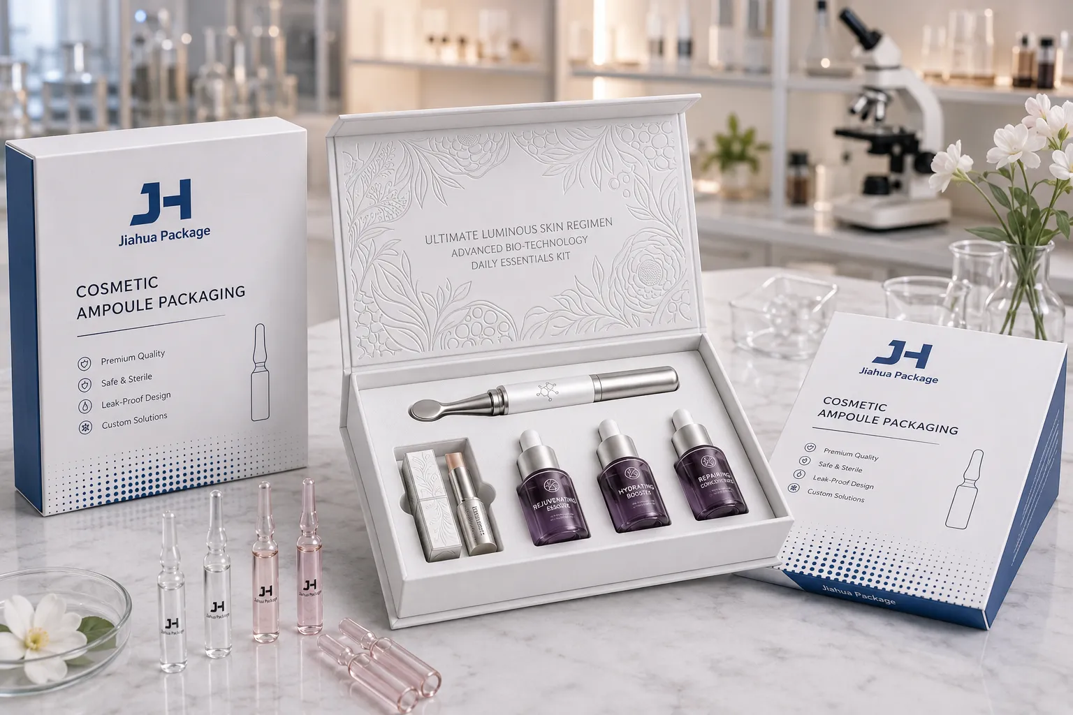 Cosmetic ampoule packaging boxes designed for luxury beauty serums