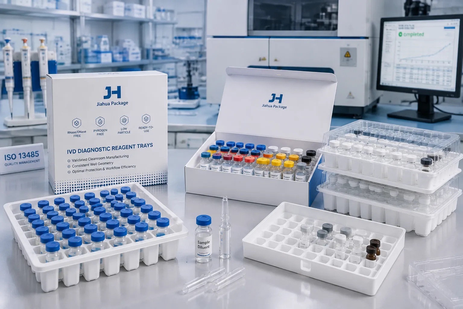 IVD diagnostic reagent tray with multi-spec mixed cavity configurations