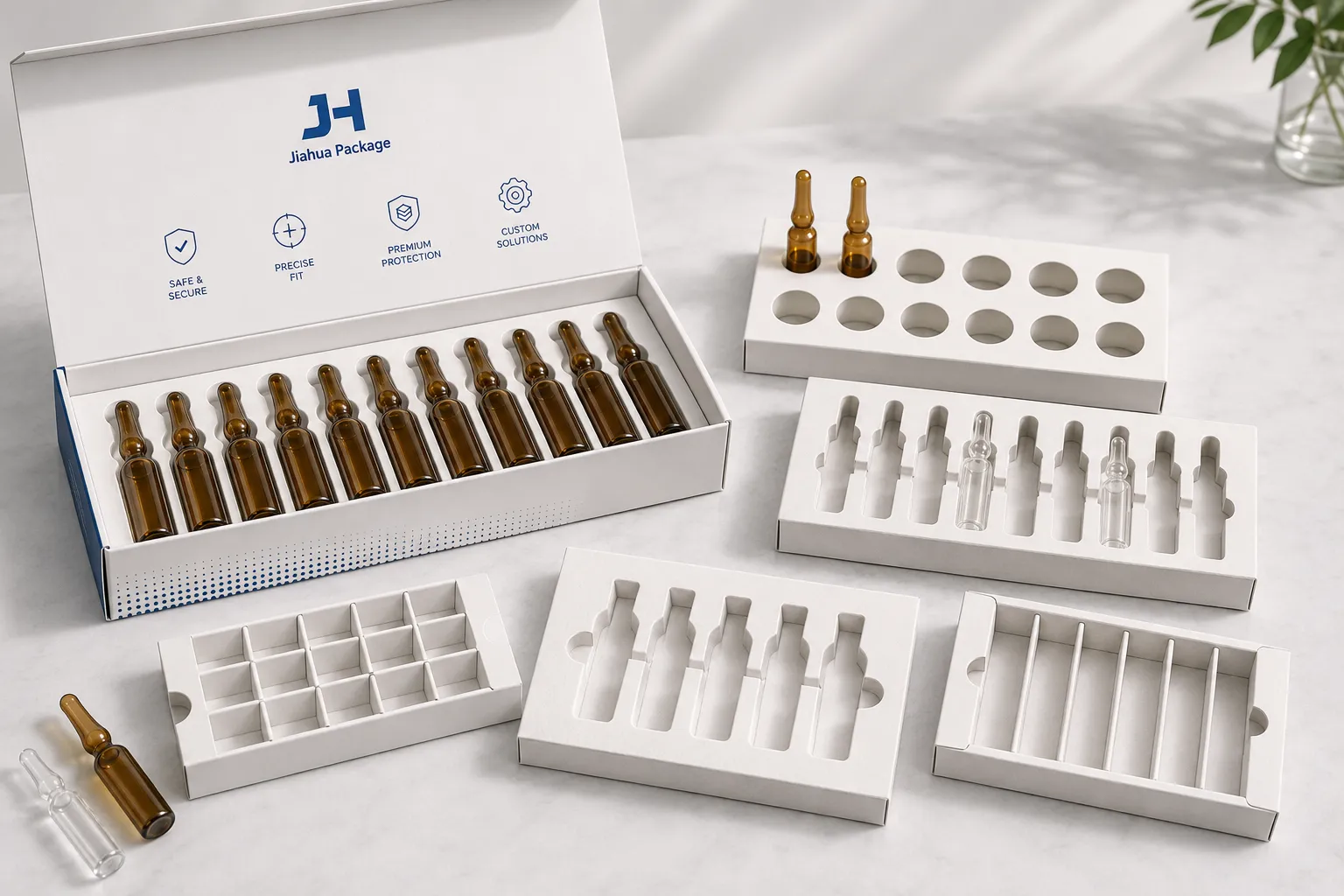 Custom shockproof box inserts for ampoules and protective trays
