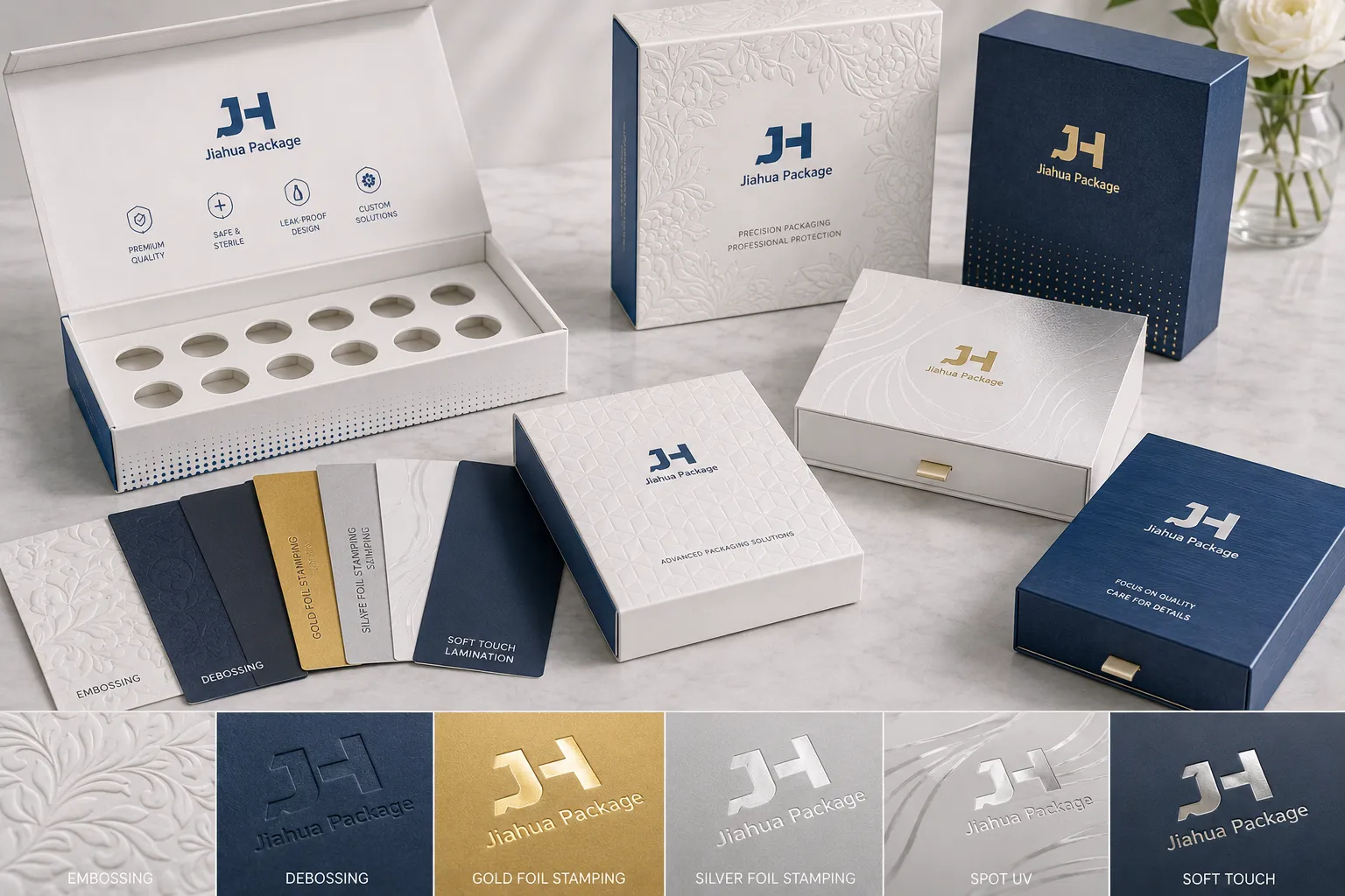Premium decorative finishes on custom printed ampoule box