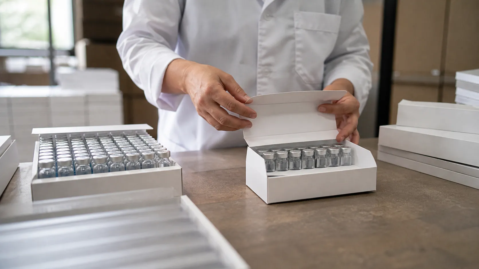 Custom 10ml vial box packaging workflow