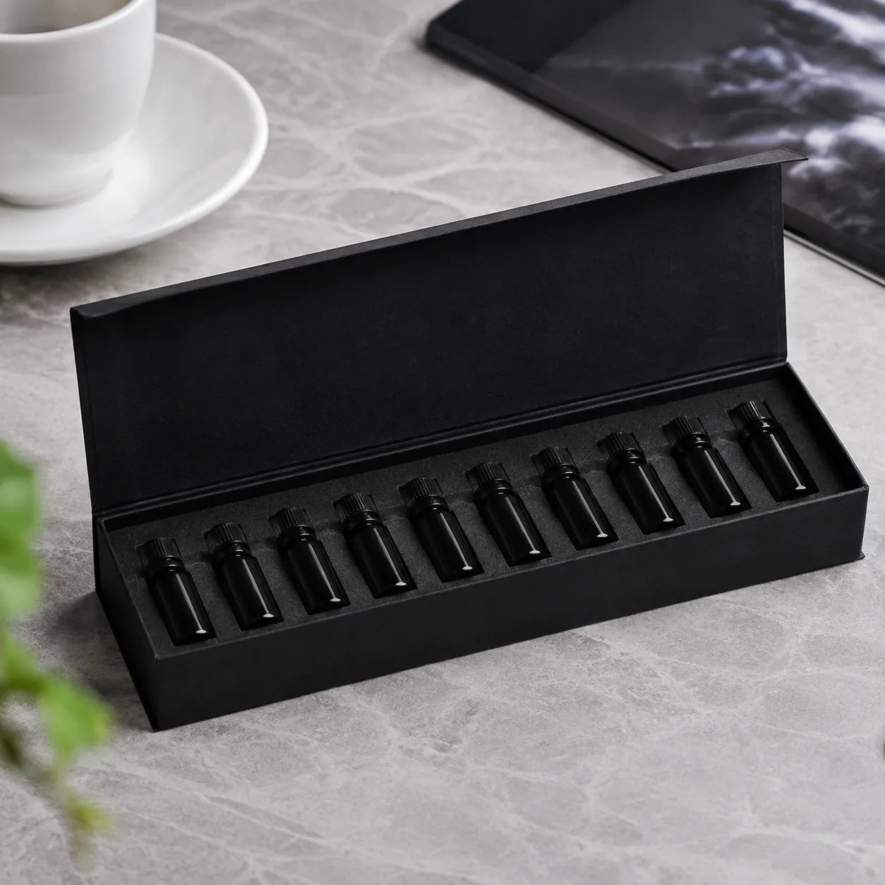 Custom printed black 10ml vial packaging box
