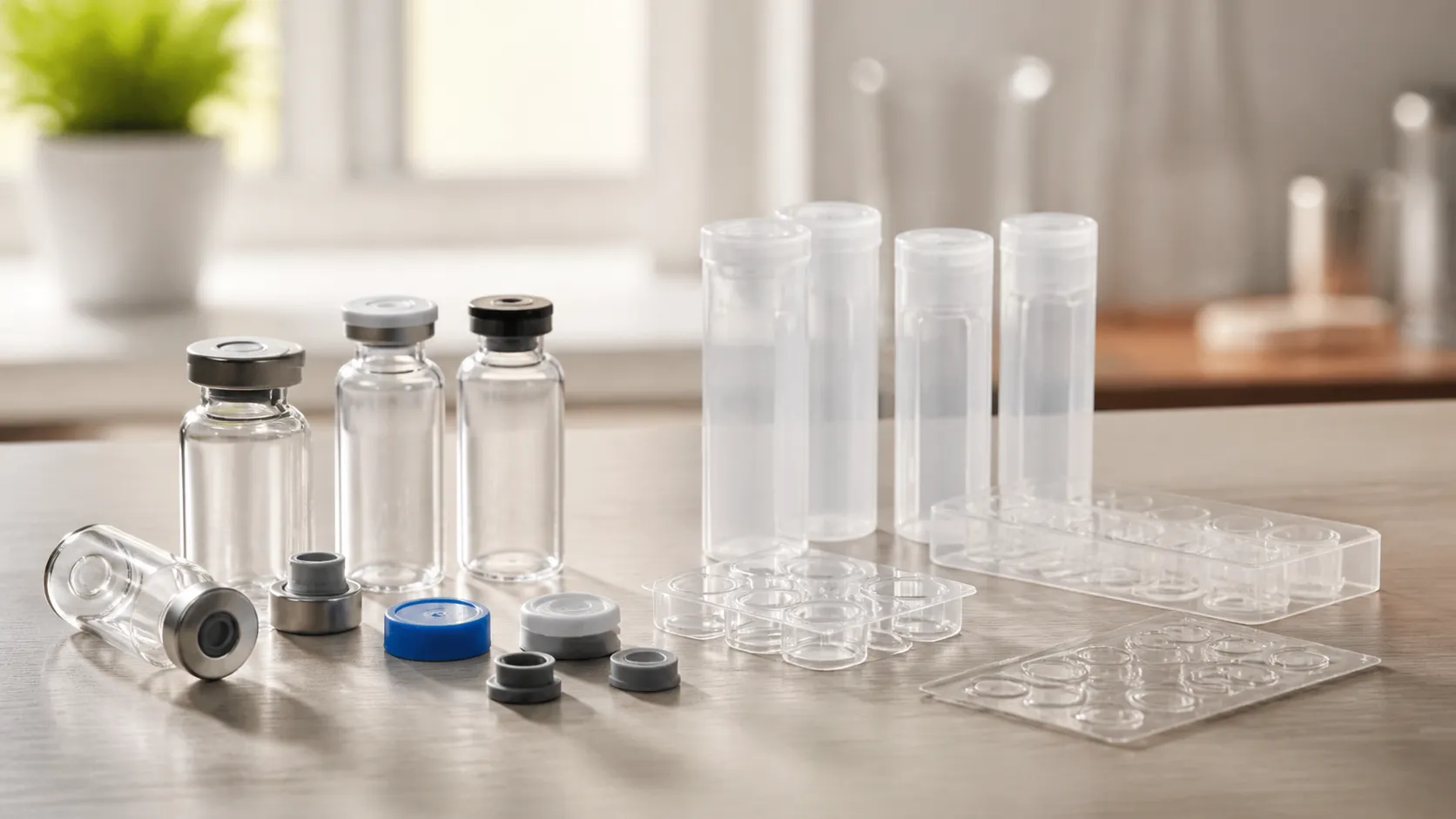 Pharmaceutical vial packaging polymer materials