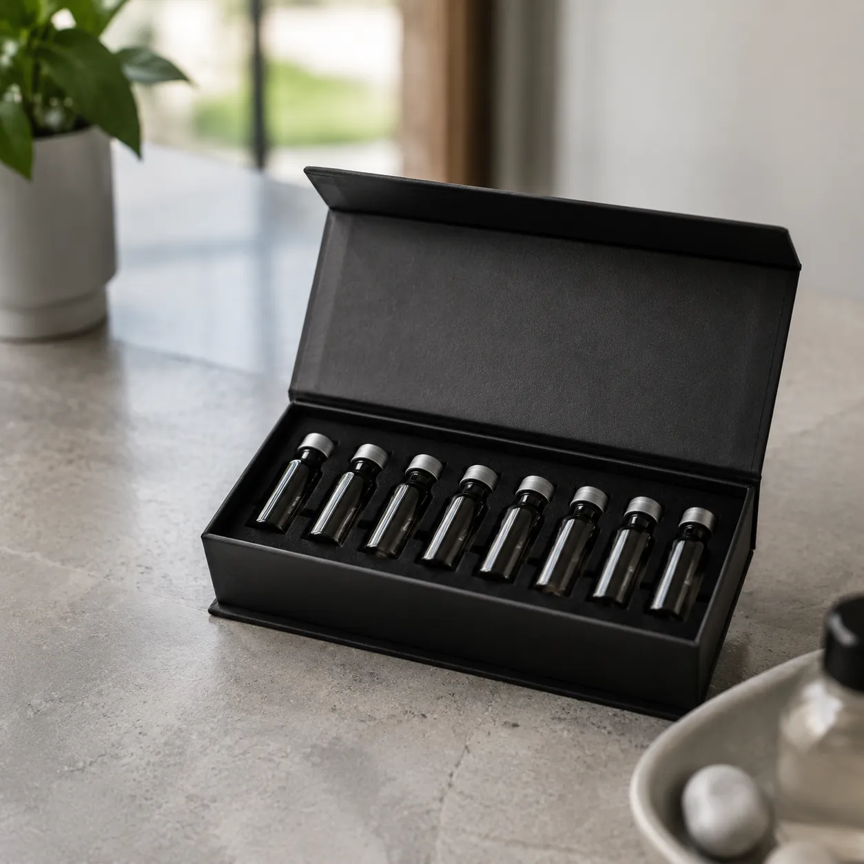 Premium black 10ml vial box packaging