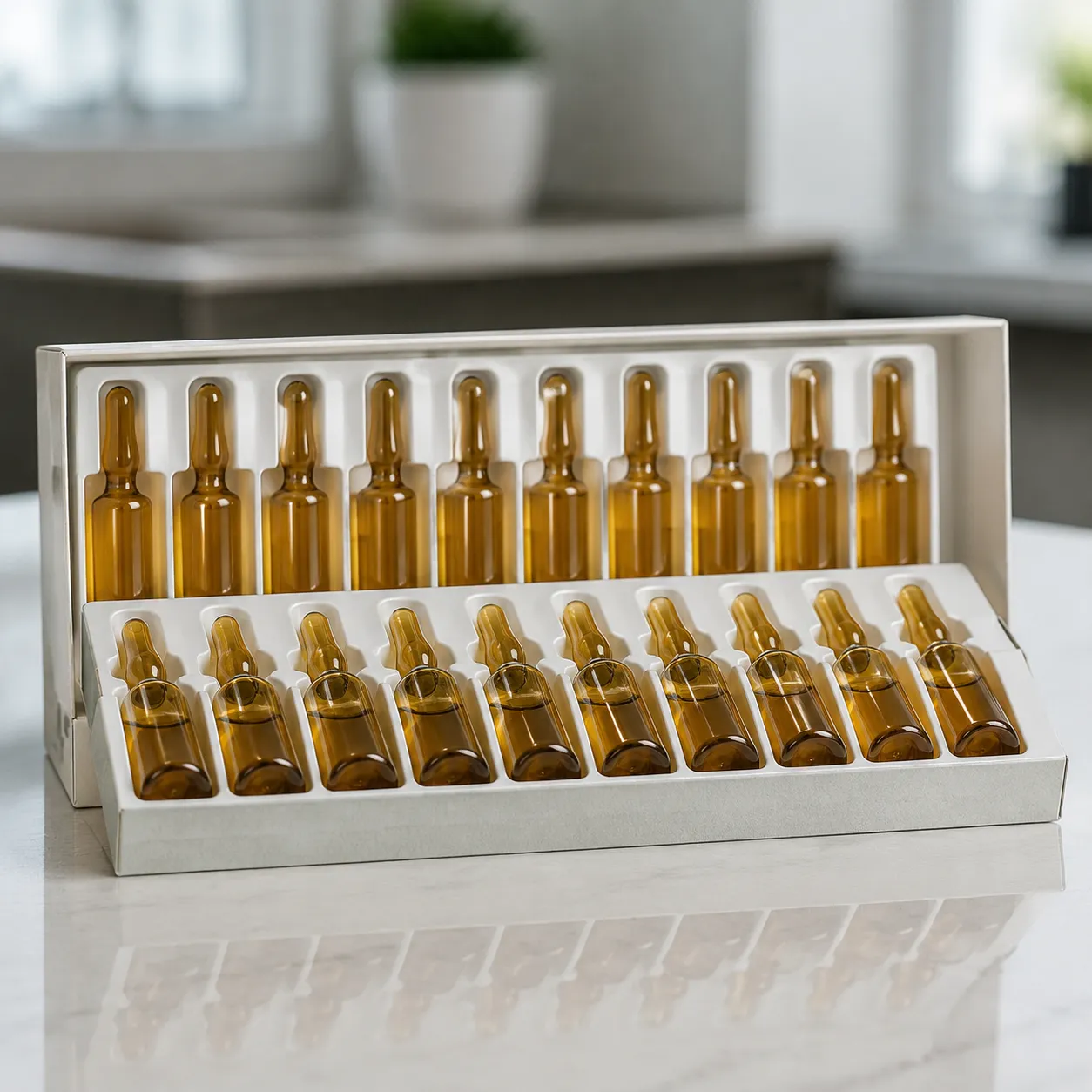 Vitamin D ampoule packaging tray system