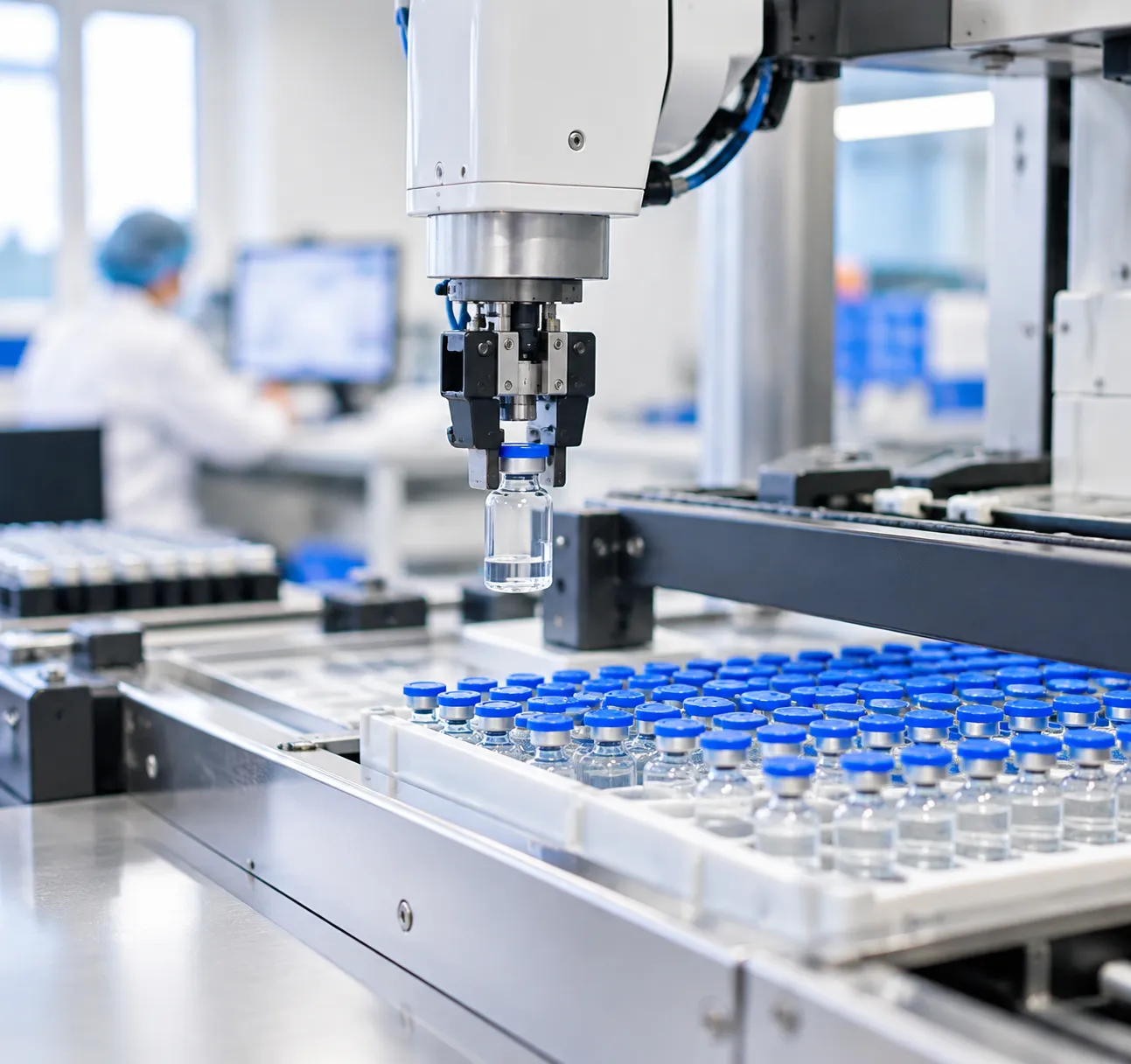 AI-guided aseptic vial tray loading