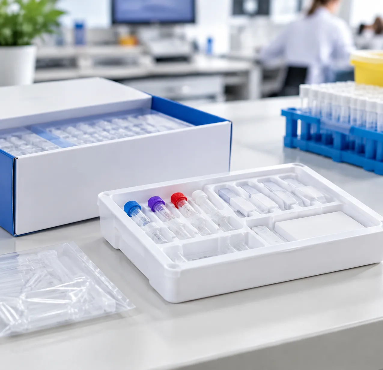 Cleanroom QC diagnostic kit packaging trays
