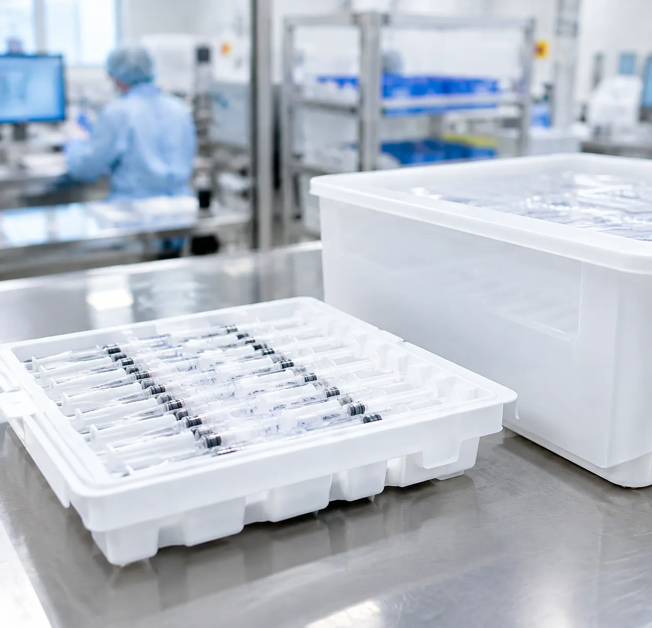 Cleanroom prefilled syringe nest and tub