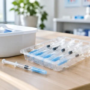 Prefilled Syringe Nest and Tub for Safe Handling