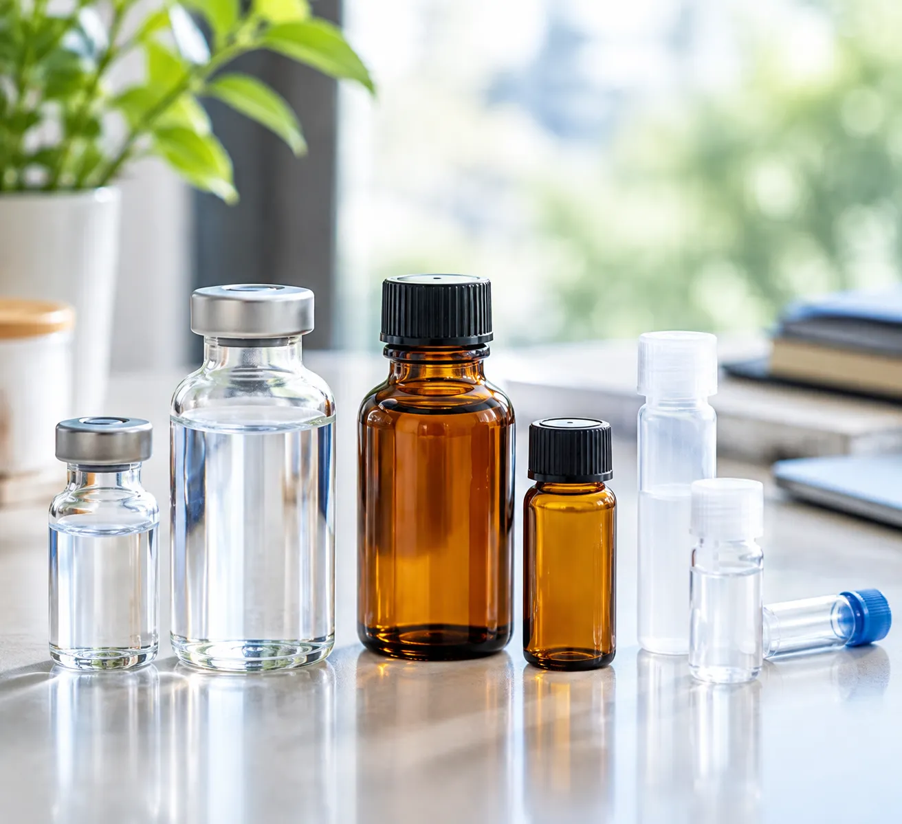 glass and plastic vial container examples